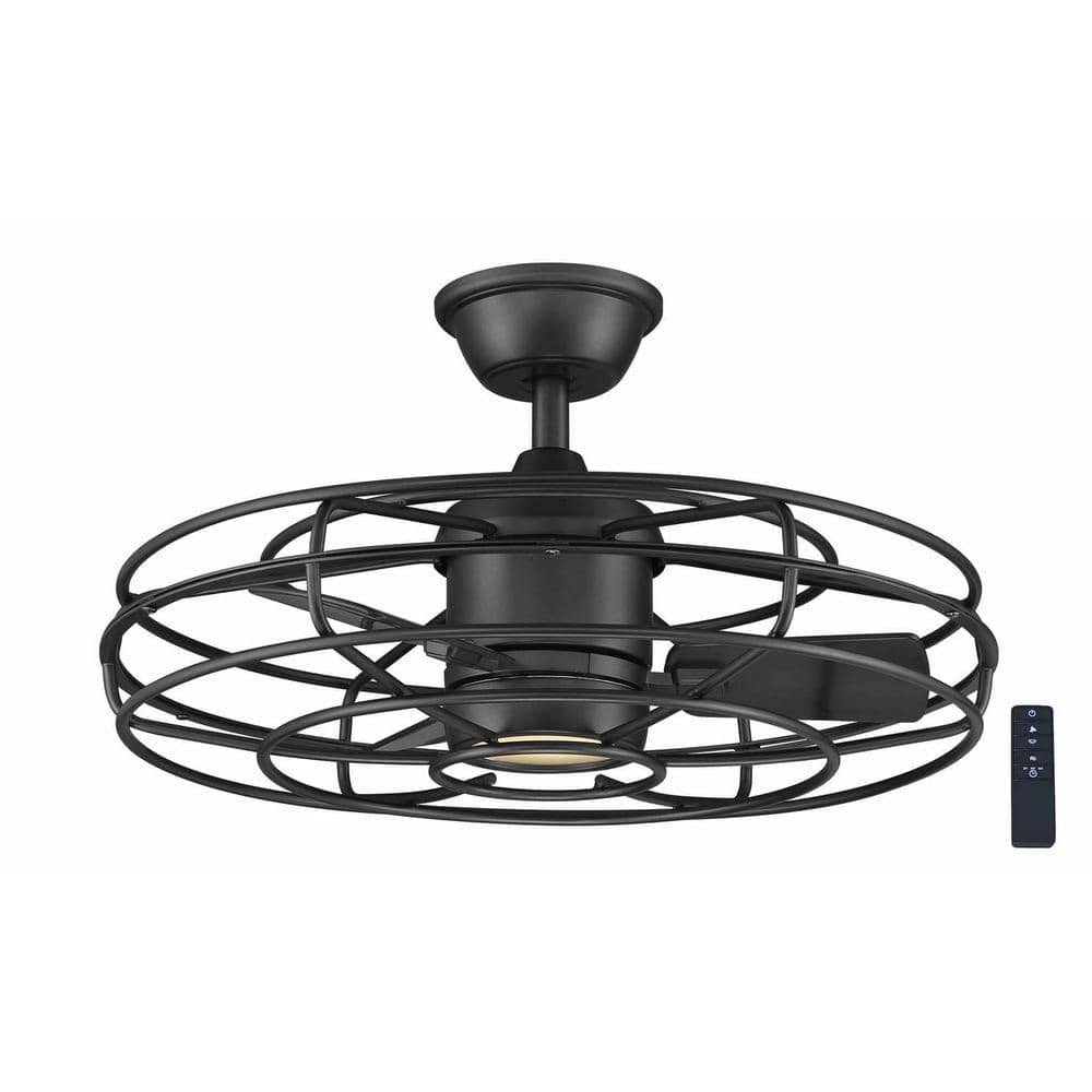 Heritage Point 25 in. Integrated LED Indoor/Covered Outdoor Matte Black Ceiling Fan with Light and Remote - Product image 1