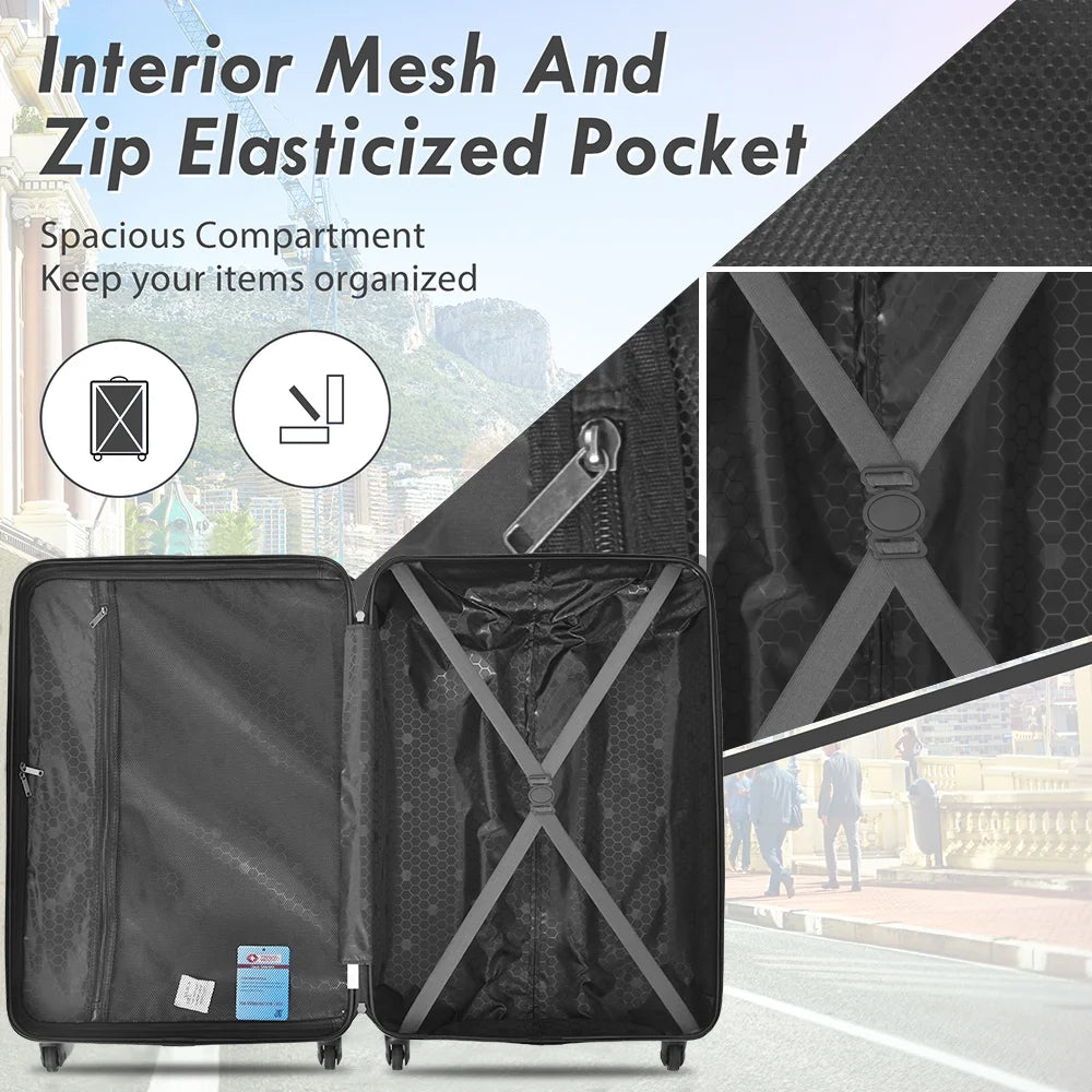 3 Piece Blue Luggage Travel Set, 20" 24" 28" Carry on Luggage with Spinner Wheels - Product image 22