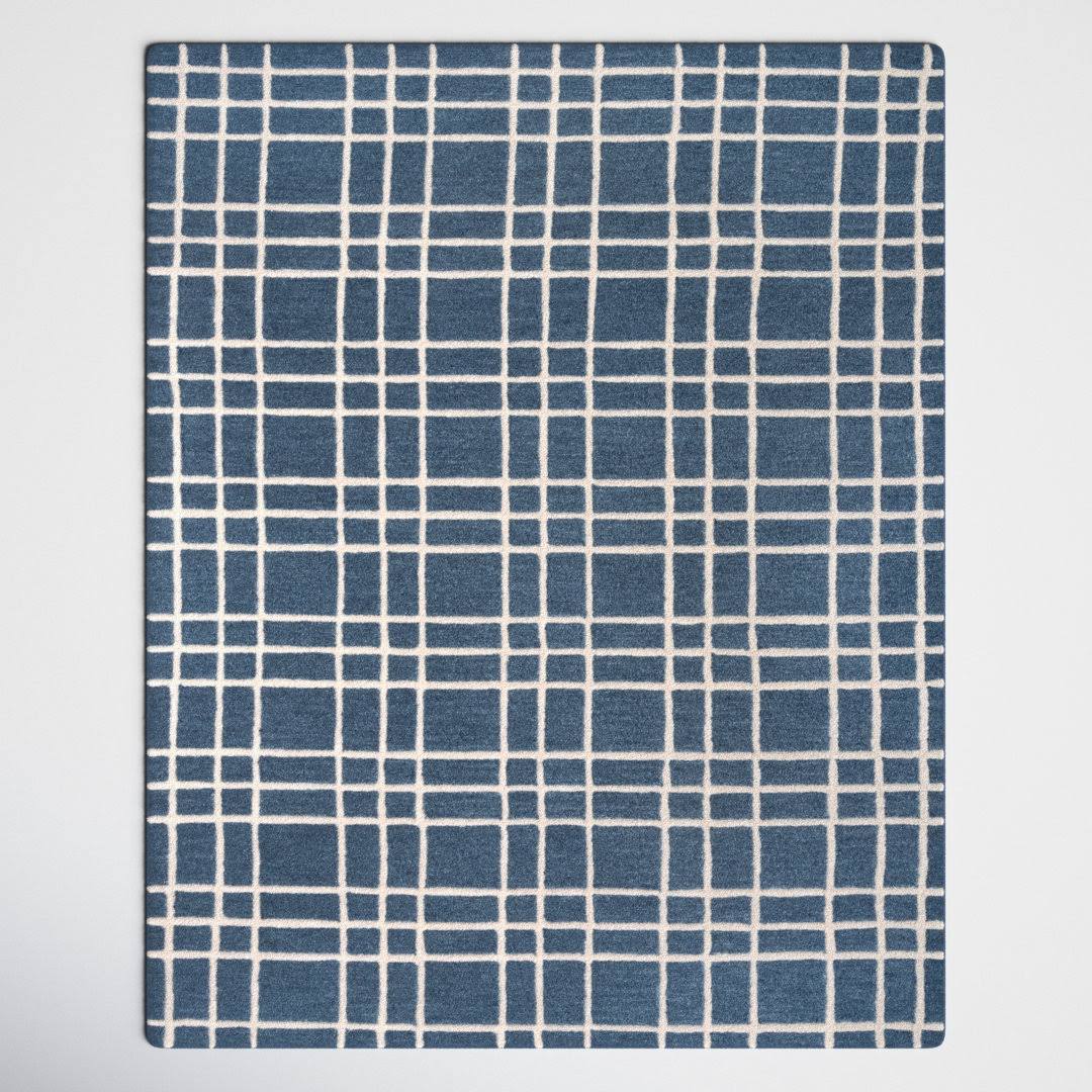 Alec Plaid Handmade Tufted Wool Blue Area Rug Joss & Main Rug Size: Rectangle 7'9" x 9'9" - Product image 1