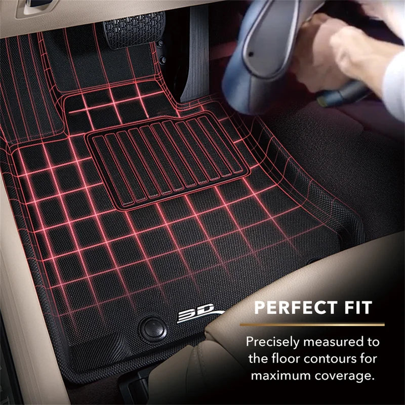 3D MAXpider L1AD02601509 - 2007-2015 Audi Q7 Kagu 1st & 2nd & 3rd Row Floormats - Black