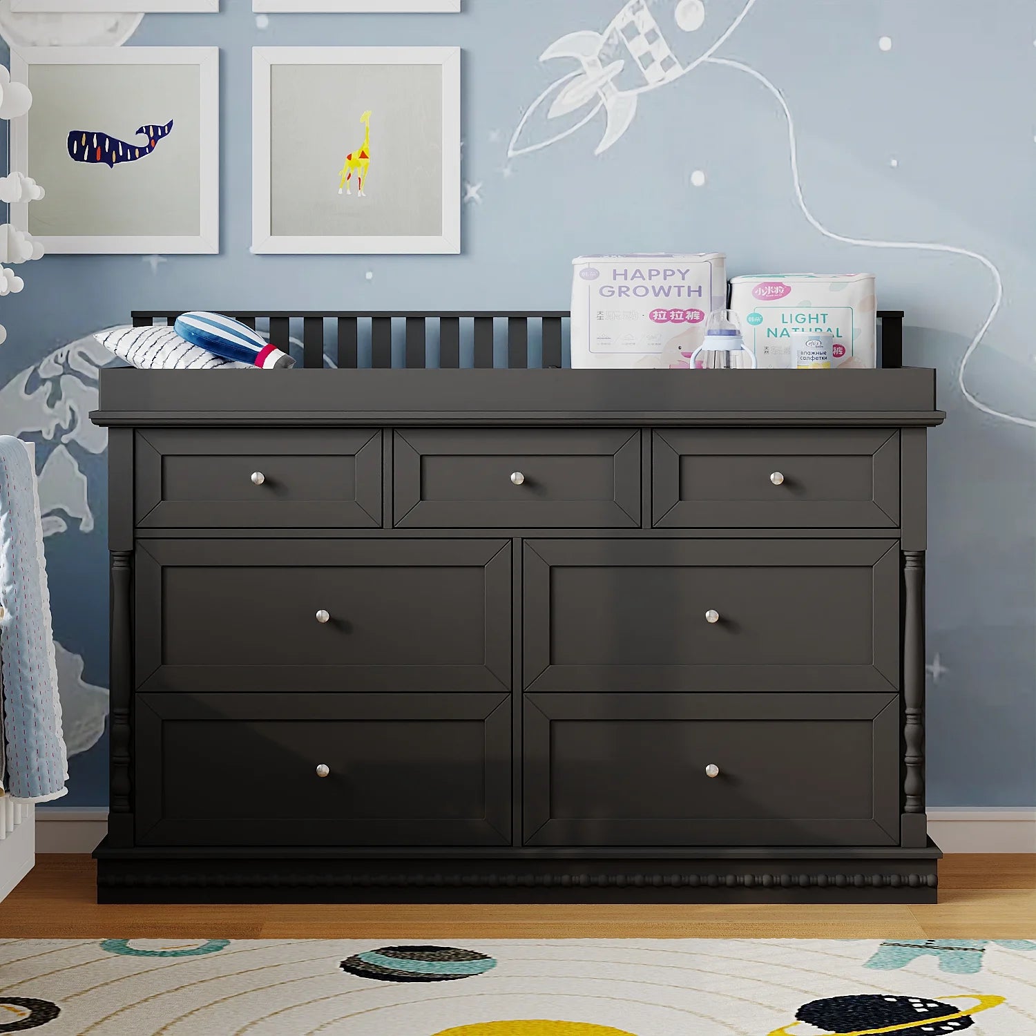 OXYLIFE 45" Baby Nursery Changing Table Dresser with 4 Drawers and Shelf for Nursery Room, White - Product image 58