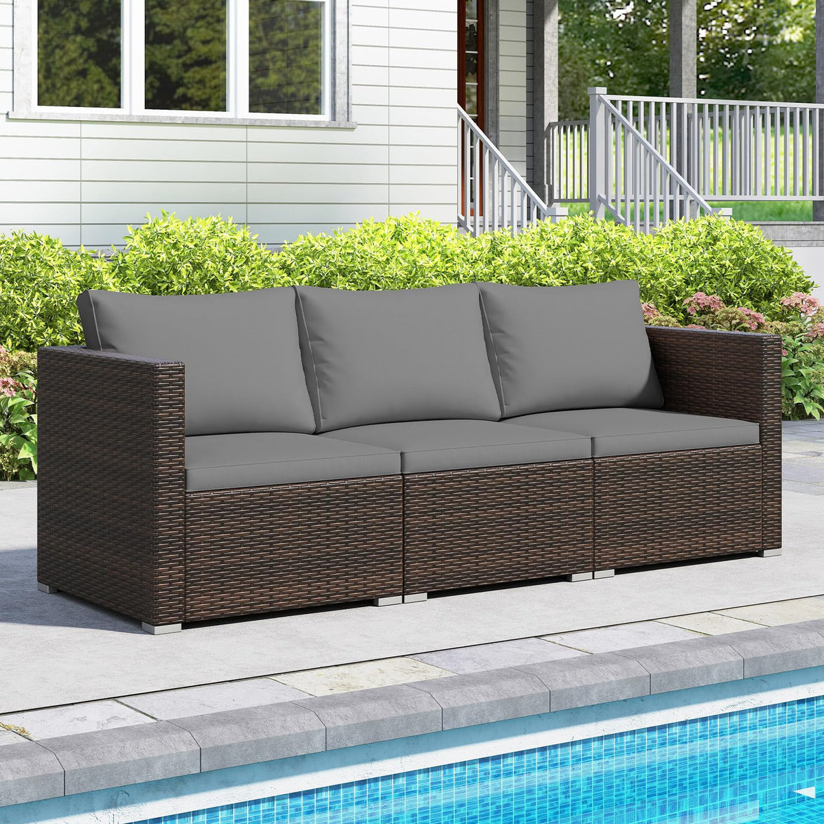 Tangkula 3 Pieces Patio Sectional Sofa Set with Soft Cushions - Product image 2