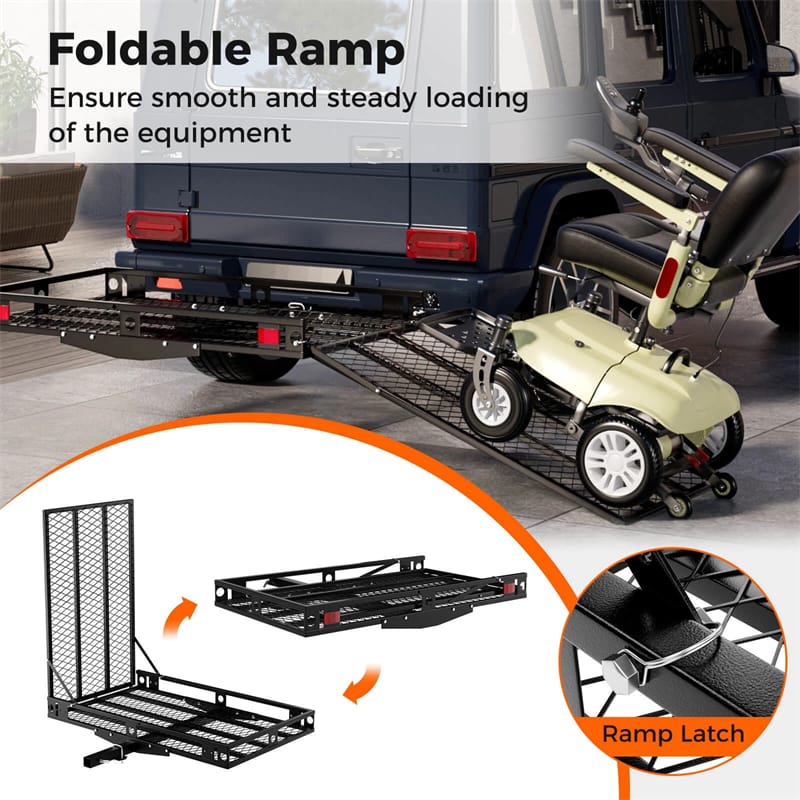 500 LBS Hitch Mount Cargo Carrier with Foldable Ramp, Heavy-Duty Mobility Scooter Wheelchair Carrier for - Product image 9