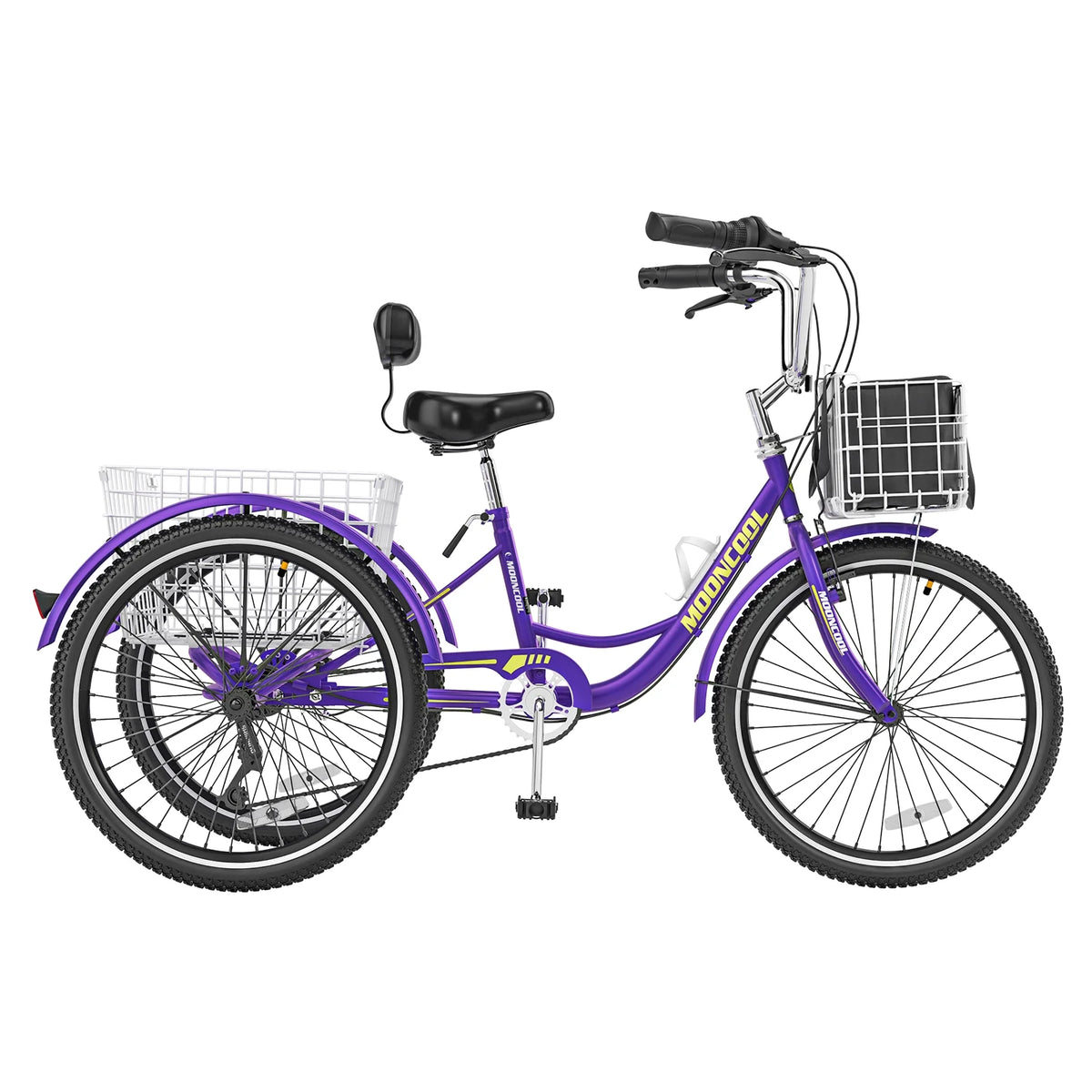 MOONCOOL Adult Tricycles with Rear Basket & Inflator, 24 26 in 7 Speed 3 Wheel Bikes, Three - Product image 127