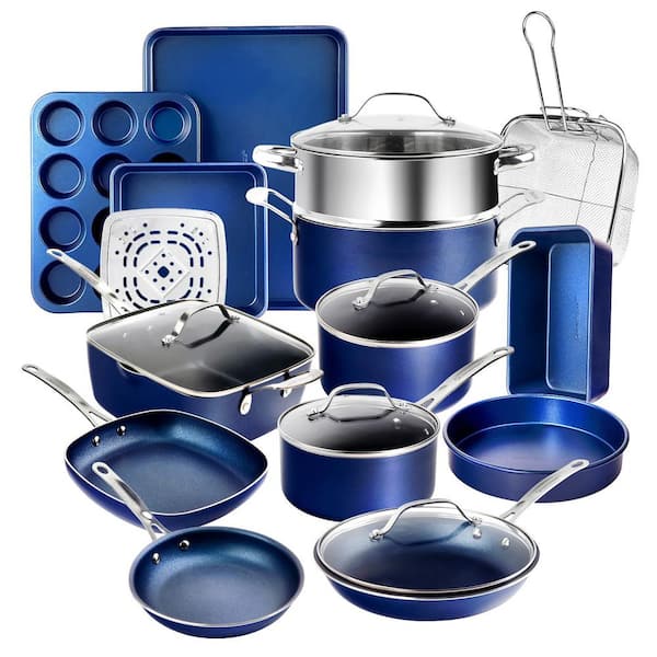 Classic Blue 20 - Piece Aluminum Ultra - Durable Non - Stick Diamond Infused Cookware and Bakeware Set - Product image 1