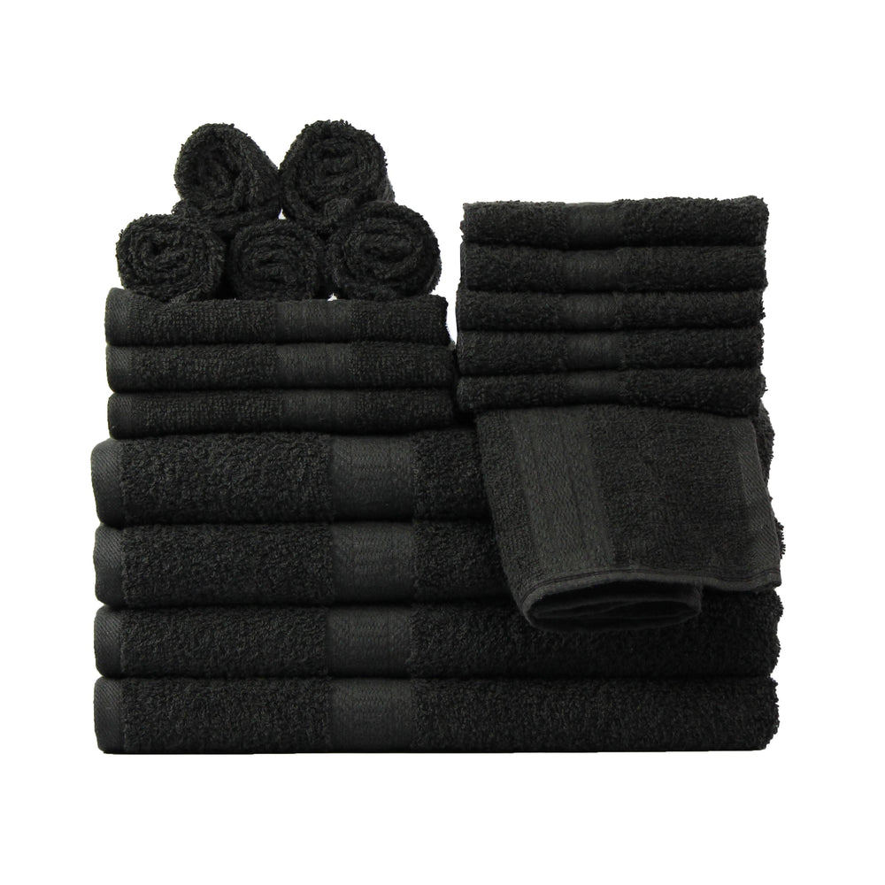 Mainstays Basic Solid 18-Piece Bath Towel Set Collection, Black