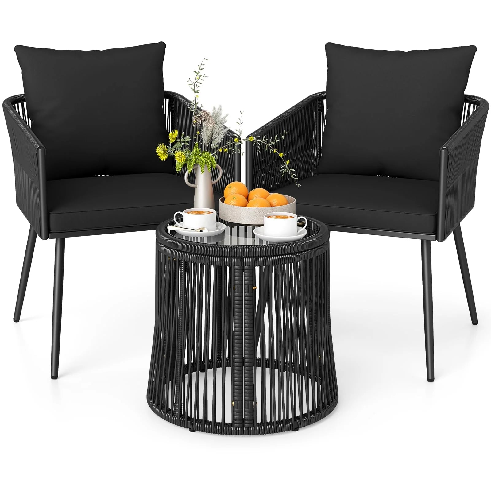Tangkula 3 Pieces Patio Rattan Bistro Conversation Set - Product image 1