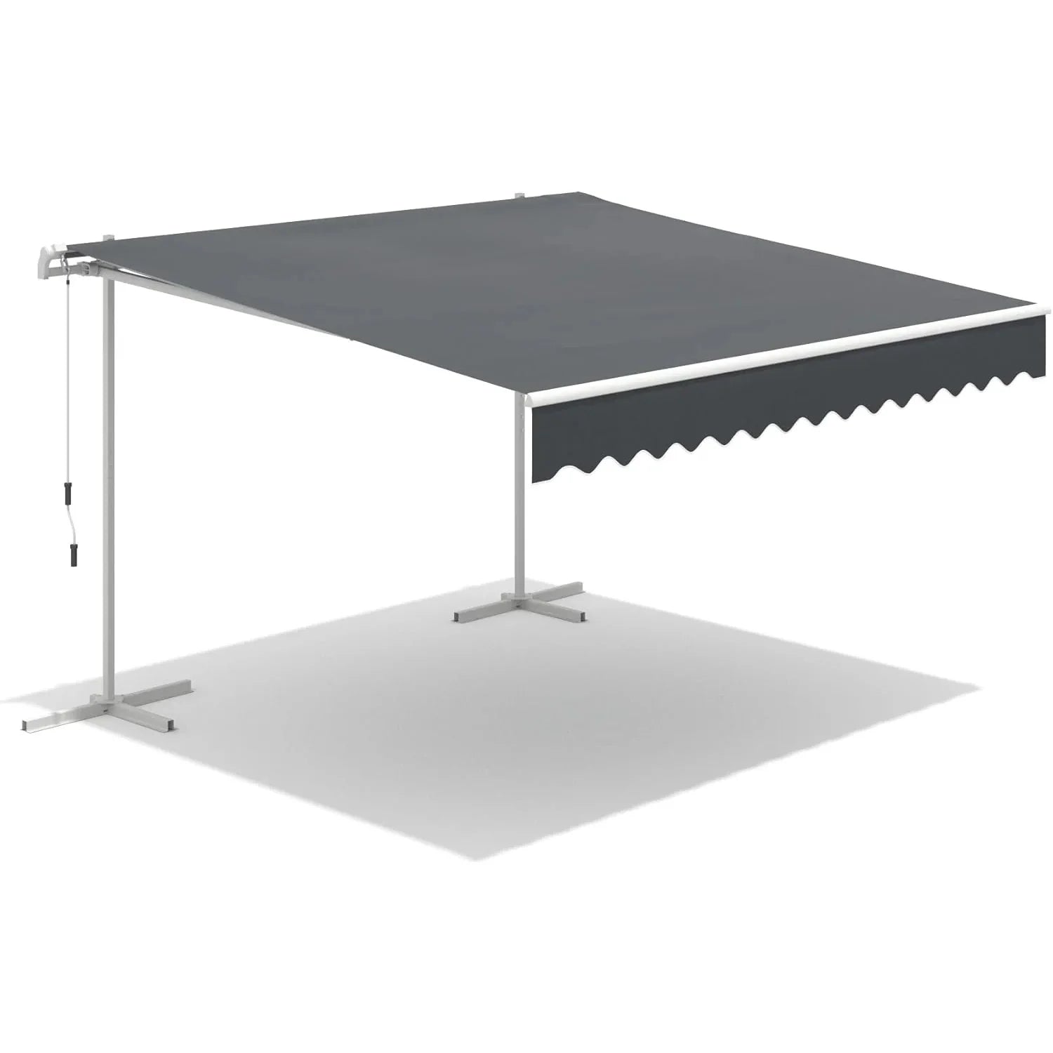 AECOJOY Free Standing Retractable Awning, 13'x10' Patio Awnings Outdoor Manual Sun Shade Shelter, Dark Grey - Product image 1