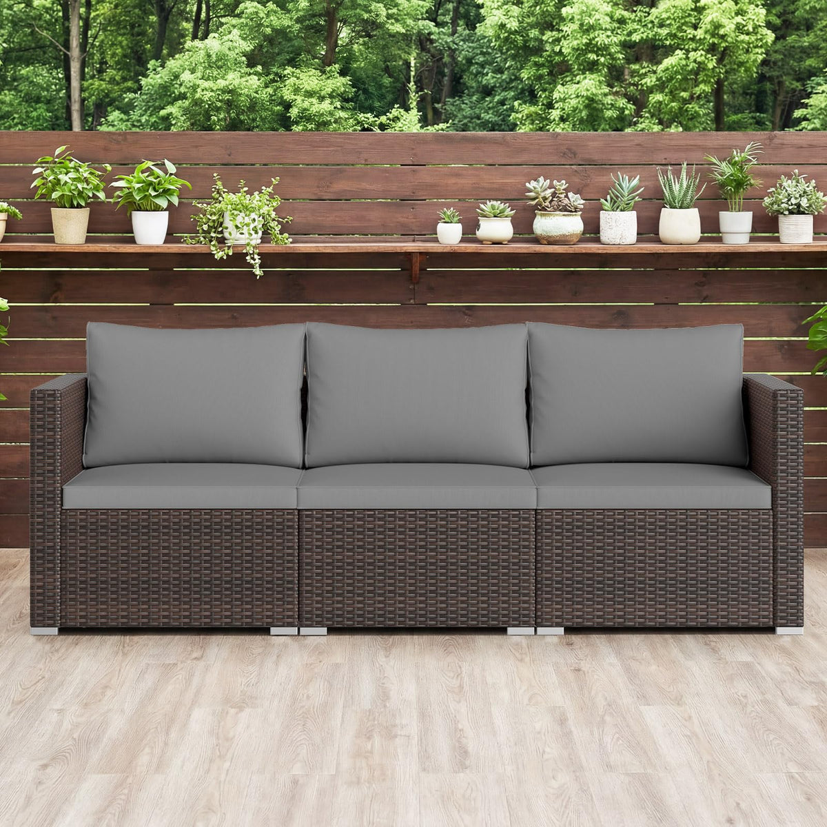 Tangkula 3 Pieces Patio Sectional Sofa Set with Soft Cushions - Product image 5