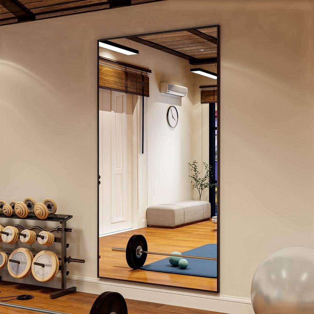 30 in. W x 71 in. H Rectangular Black Aluminum Alloy Framed Modern Oversized Wall Mirror - Product image 1