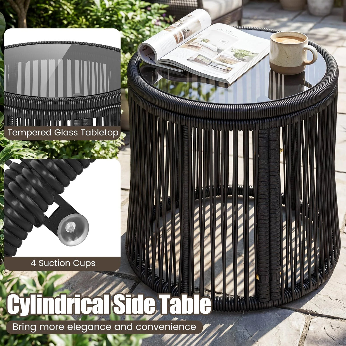 Tangkula 3 Pieces Patio Rattan Bistro Conversation Set - Product image 6