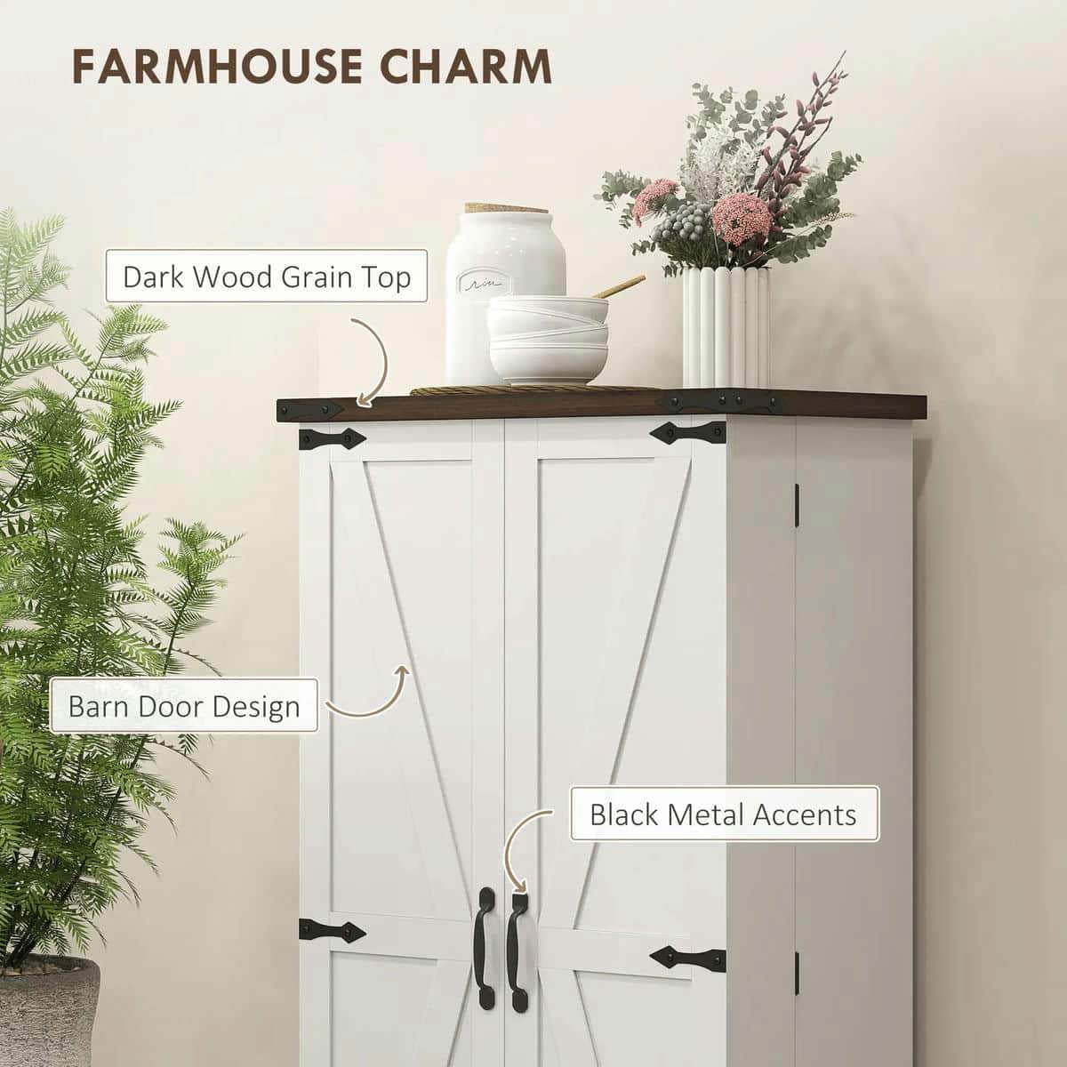 Spaco 17 - Tier Kitchen Small Pantry Cabinet with 2 Doors and 6 Adjustable Shelves, Cabinet Pantry - Product image 22