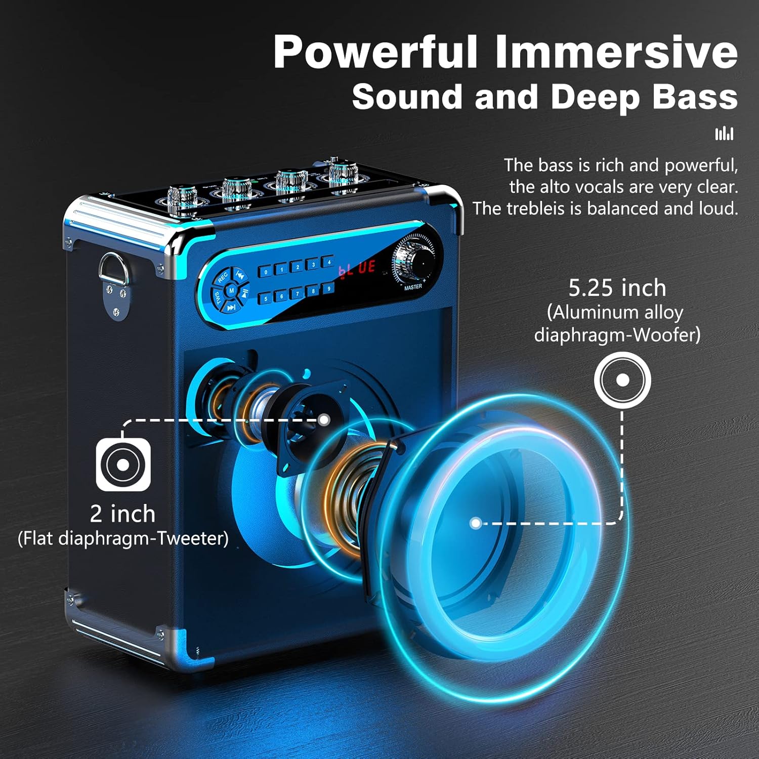 JYX Karaoke Machine, with 3 Wireless Microphones and DJ Lights, Bluetooth Speaker for Family Gatherings/Outdoor Camping/Beach Party
