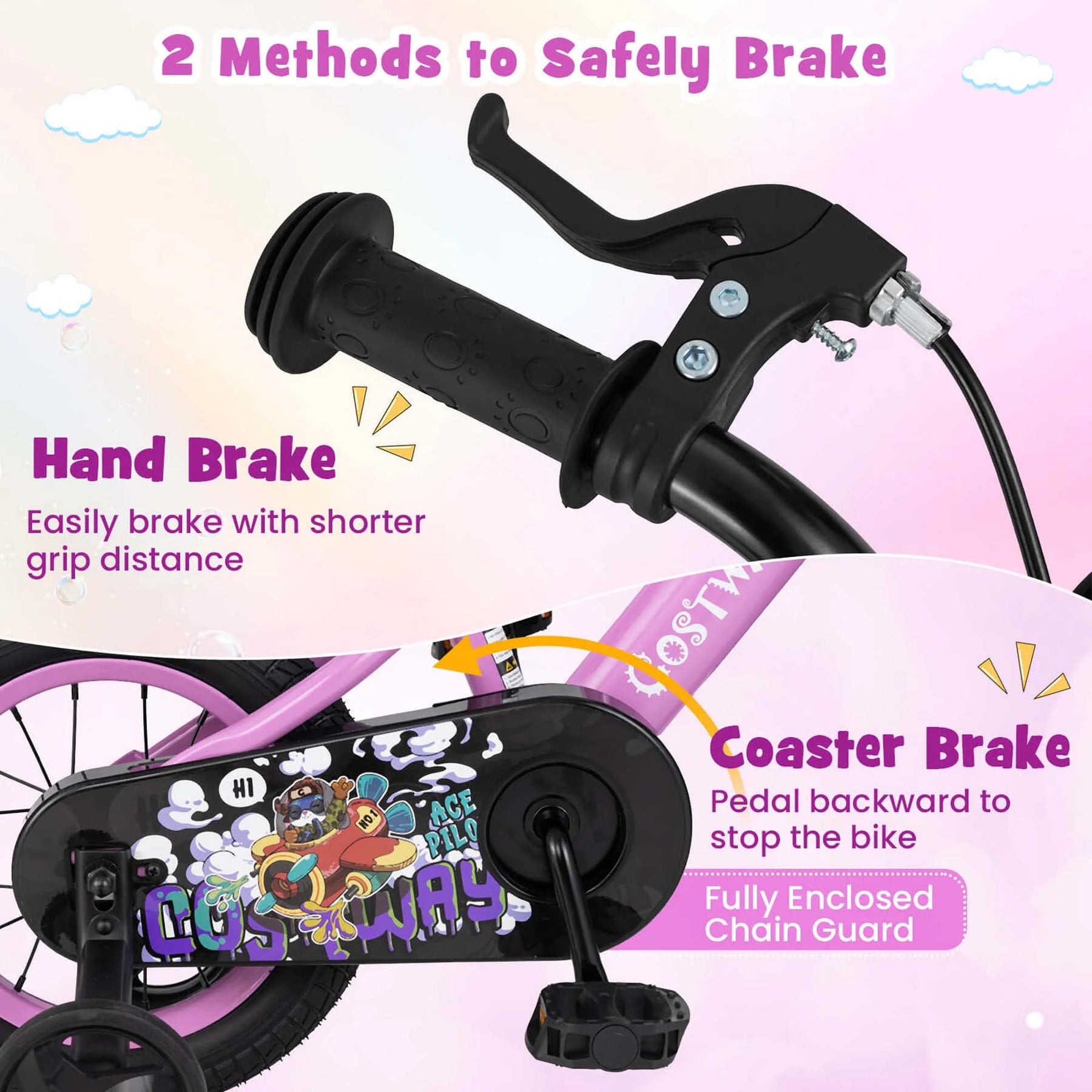 Costway 16" Kid'S Bike for 4 - 7 with Height - Adjustable Handlebar & Saddle Handbrake Blue - Product image 19