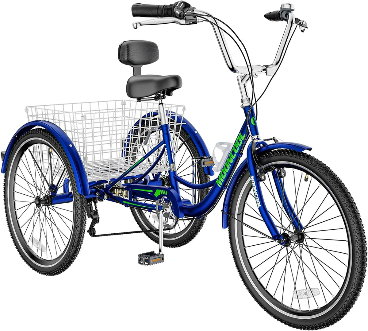MOONCOOL Adult Tricycles with Rear Basket & Inflator, 24 26 in 7 Speed 3 Wheel Bikes, Three - Product image 86