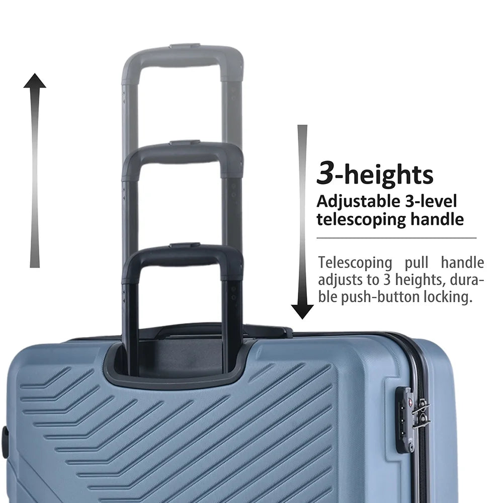 3 Piece Blue Luggage Travel Set, 20" 24" 28" Carry on Luggage with Spinner Wheels - Product image 7