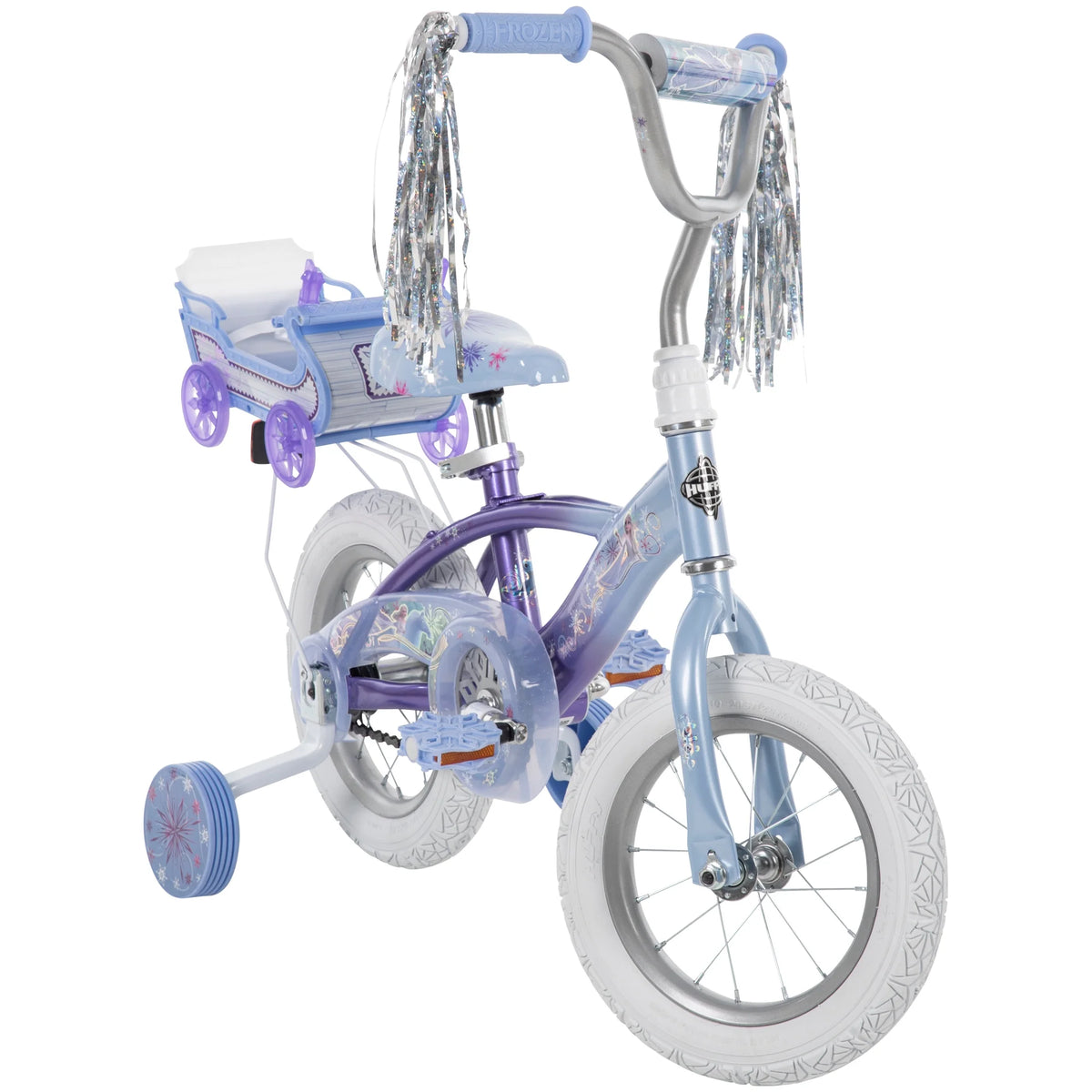 Frozen Bike with Doll Carrier Sleigh for Girl'S, 12 In., White and Purple by Huffy - Product image 15