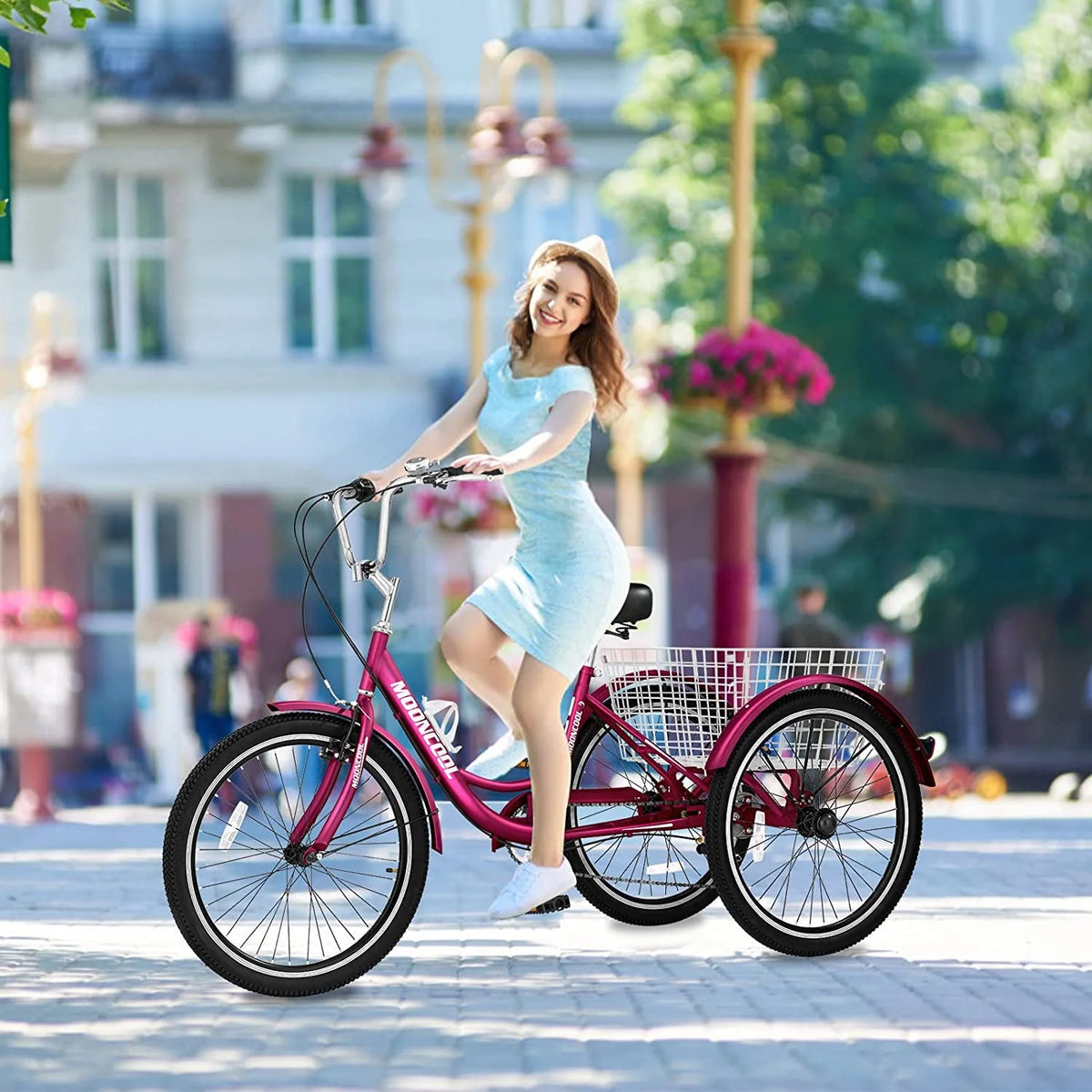 MOONCOOL Adult Tricycles with Rear Basket & Inflator, 24 26 in 7 Speed 3 Wheel Bikes, Three - Product image 71