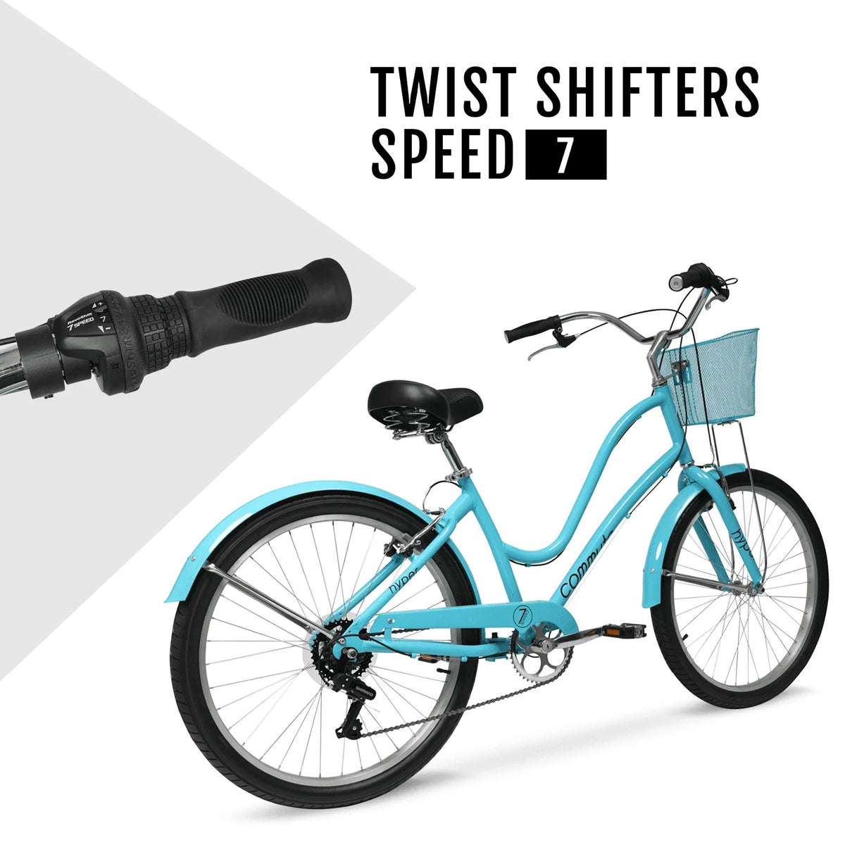 Hyper Bicycle 26" Woman'S Commute Bike with Basket, Neon Teal - Product image 4