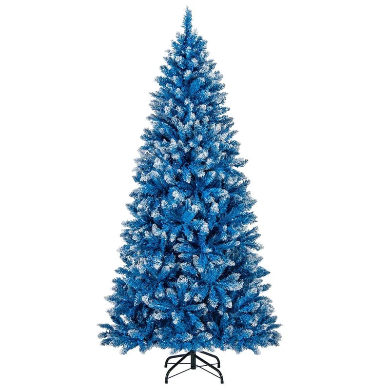 6/7/8/9 FT Pre-Lit Christmas Tree, Blue Hinged Xmas Tree with Frosted PVC Tips, Warm White LED Lights - Product image 14