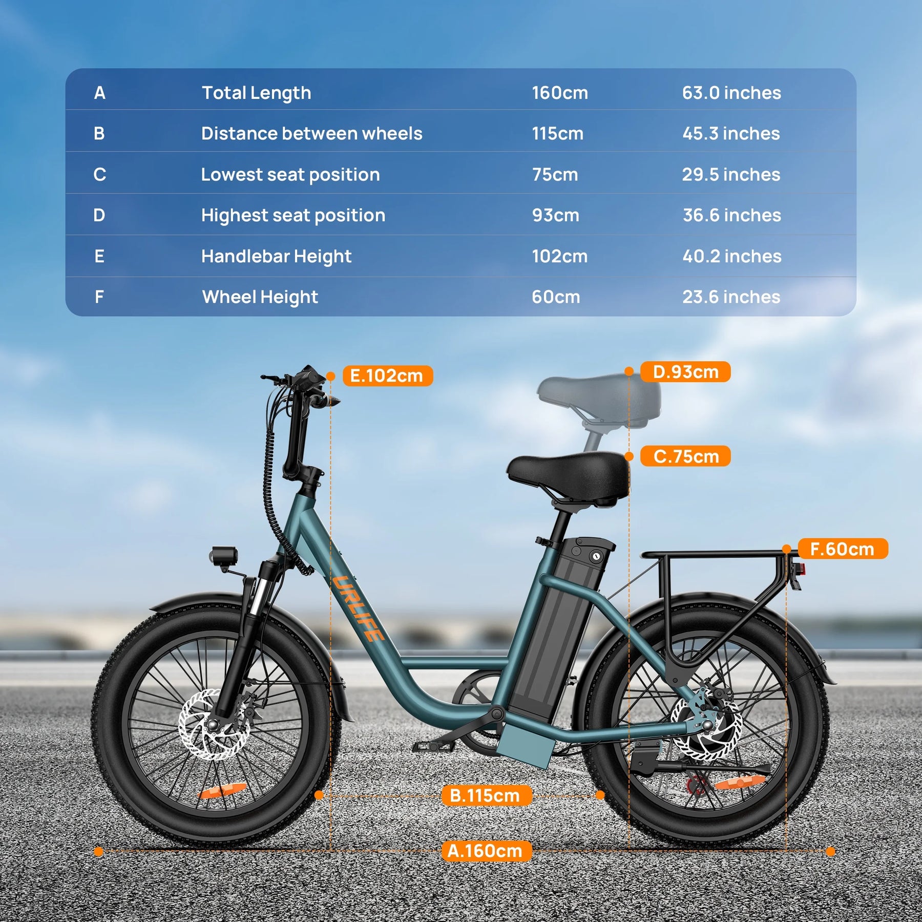 URLIFE 20" Electric Bike for Adults, 1000W Peak Motor, 48V 13AH Remobavle Battery, 7 - Product image 9