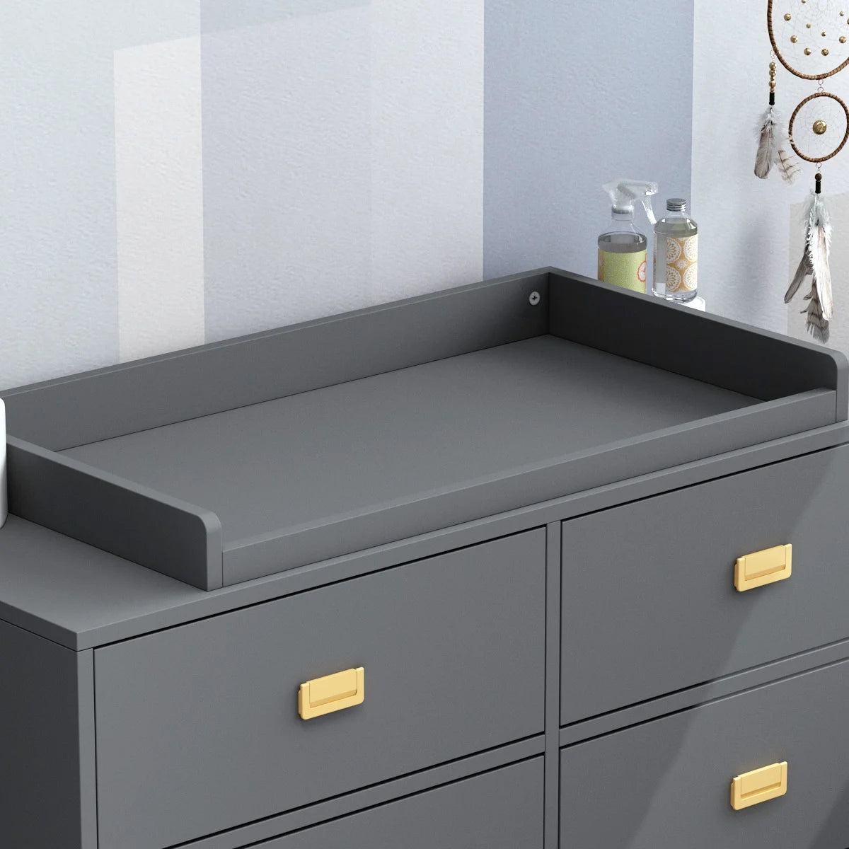 OXYLIFE 45" Baby Nursery Changing Table Dresser with 4 Drawers and Shelf for Nursery Room, White - Product image 26
