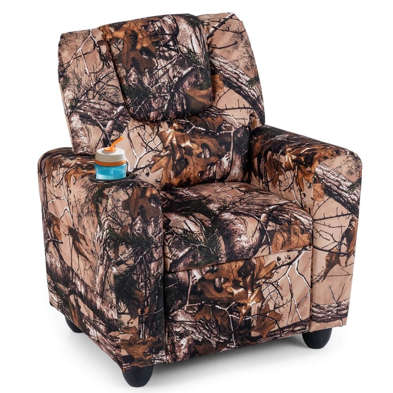 Kids Recliner Chair with Cup Holder & Side Pocket, Adjustable Toddler Lounge Sofa, Ergonomic Children Armchairs for Boys Girls Age 3+, 150lbs