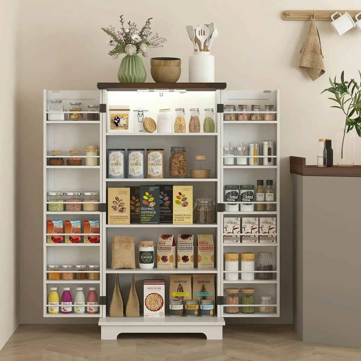 Spaco 17 - Tier Kitchen Small Pantry Cabinet with 2 Doors and 6 Adjustable Shelves, Cabinet Pantry - Product image 24