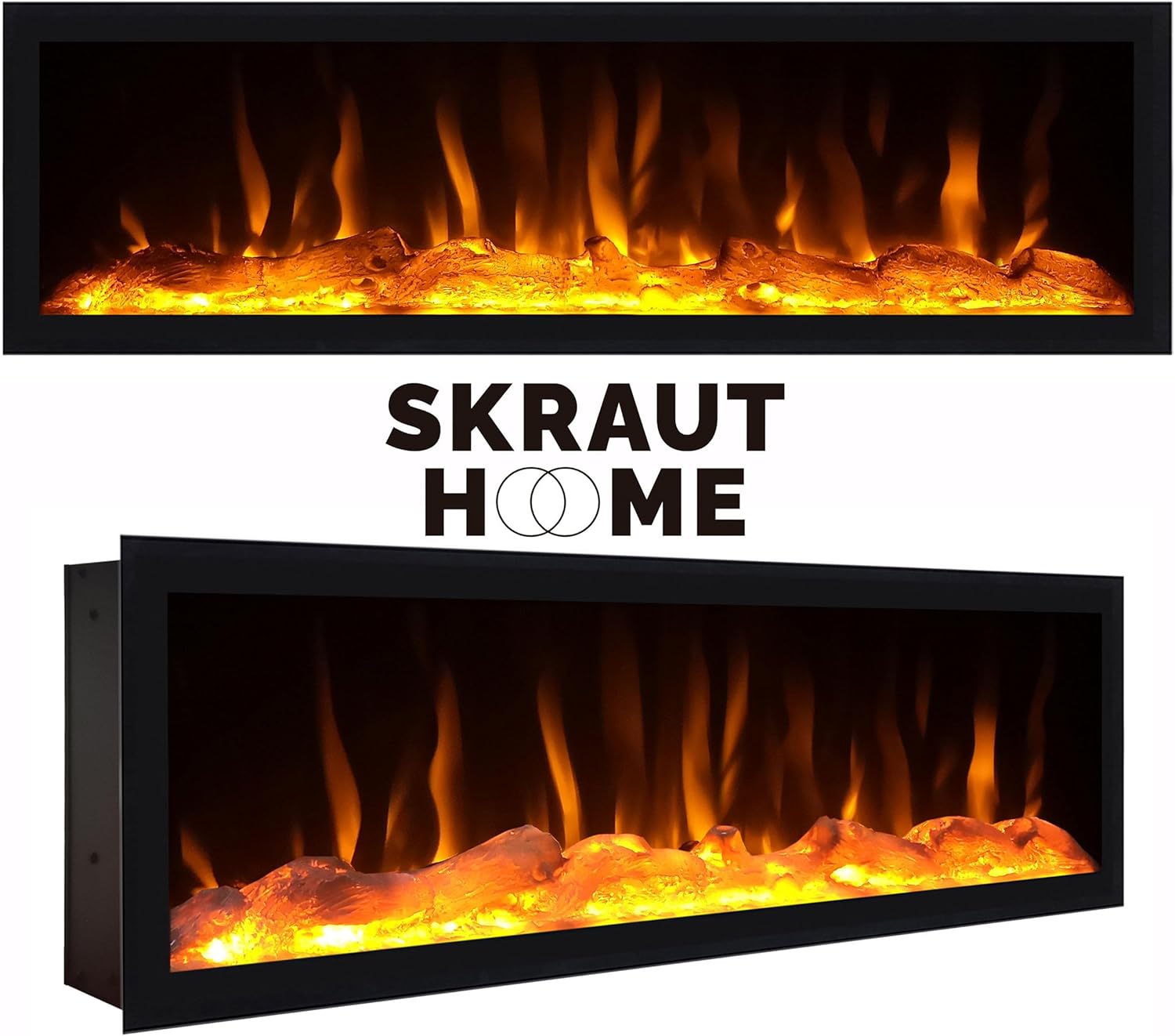 Skraut Home | TV cabinet | TV Bench | Large Storage Space | 267x45x35 cm | Large Format TV | XXL electric fireplace | Suspended, Wall | Modern Style | Black