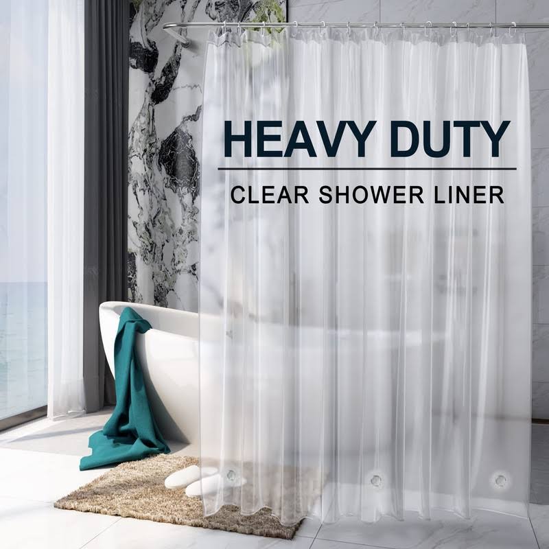 AmazerBath Heavy Duty Shower Curtain Liner 12 Gauge, 72 x 78 Inches Clear Shower Curtain Liner with 3 Clear - Product image 1
