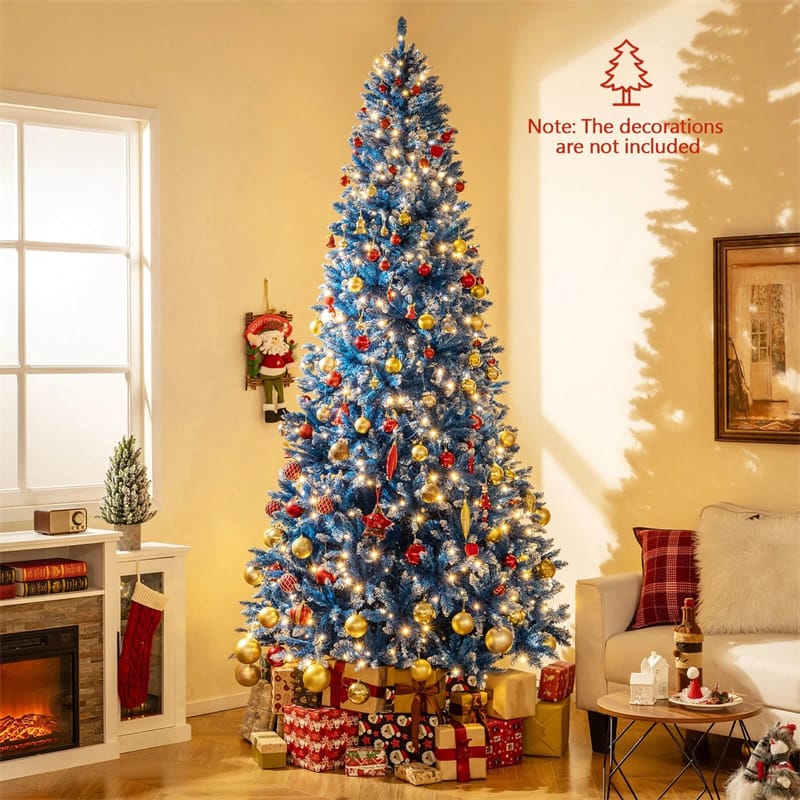 6/7/8/9 FT Pre-Lit Christmas Tree, Blue Hinged Xmas Tree with Frosted PVC Tips, Warm White LED Lights - Product image 36