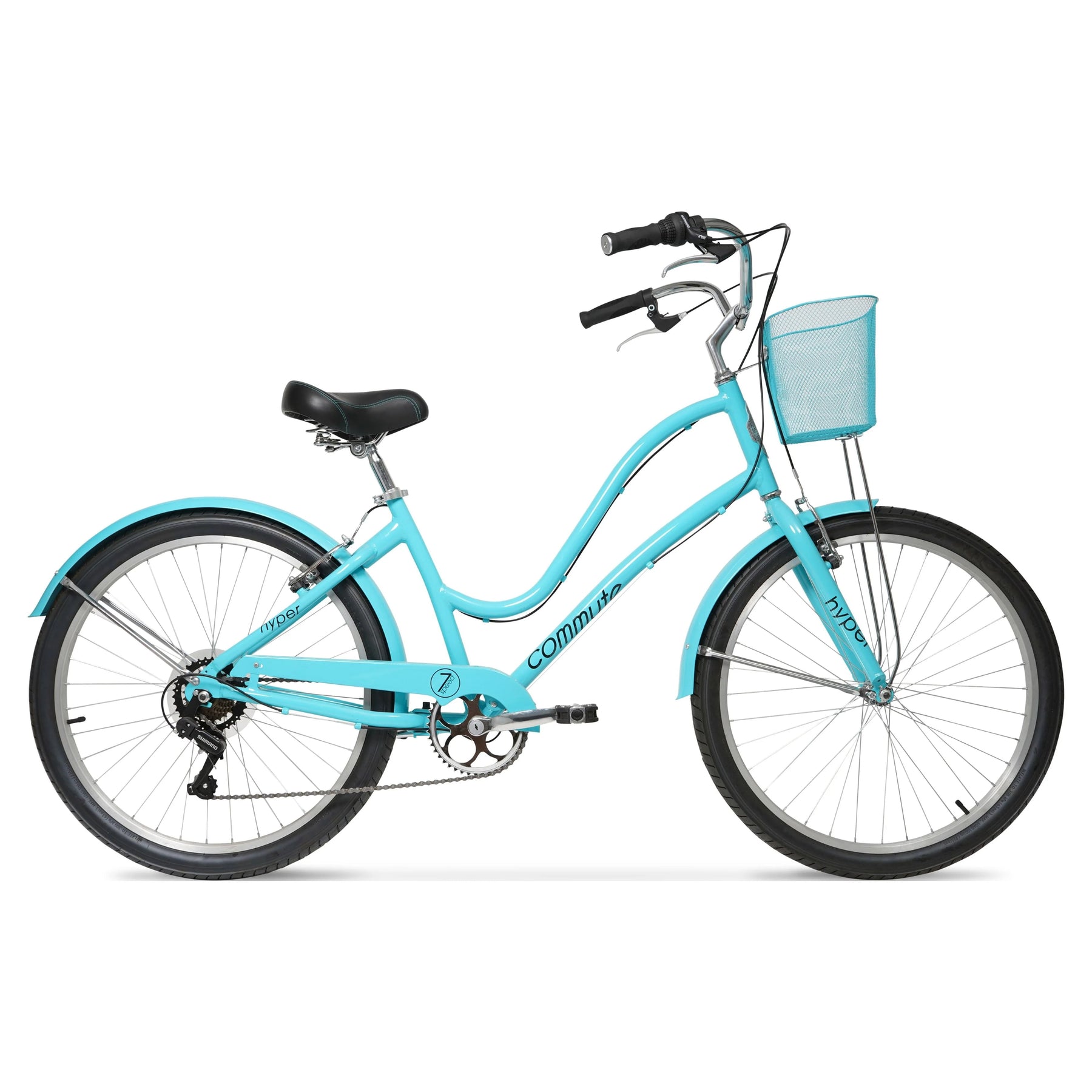 Hyper Bicycle 26" Woman'S Commute Bike with Basket, Neon Teal - Product image 1