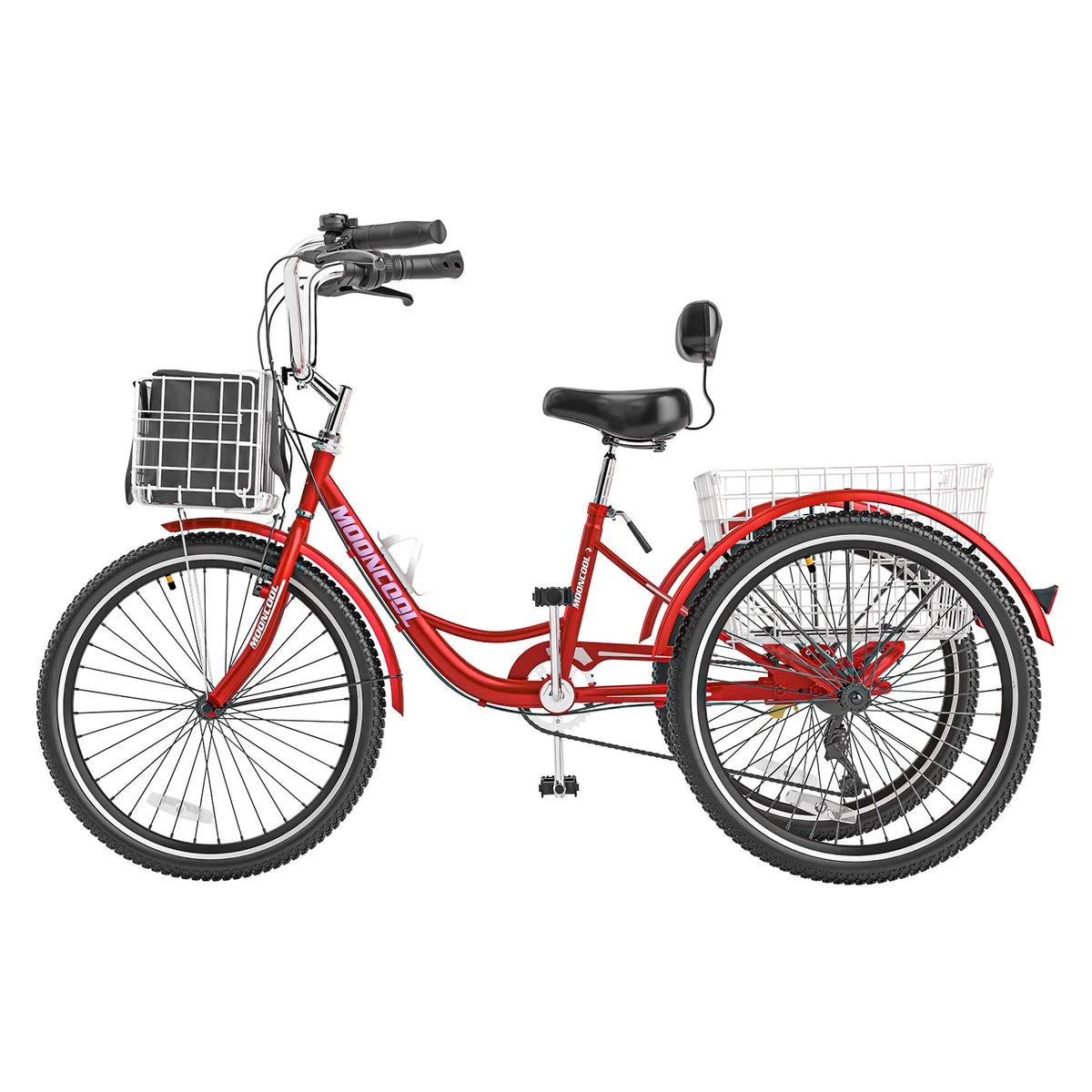 MOONCOOL Adult Tricycles with Rear Basket & Inflator, 24 26 in 7 Speed 3 Wheel Bikes, Three - Product image 167