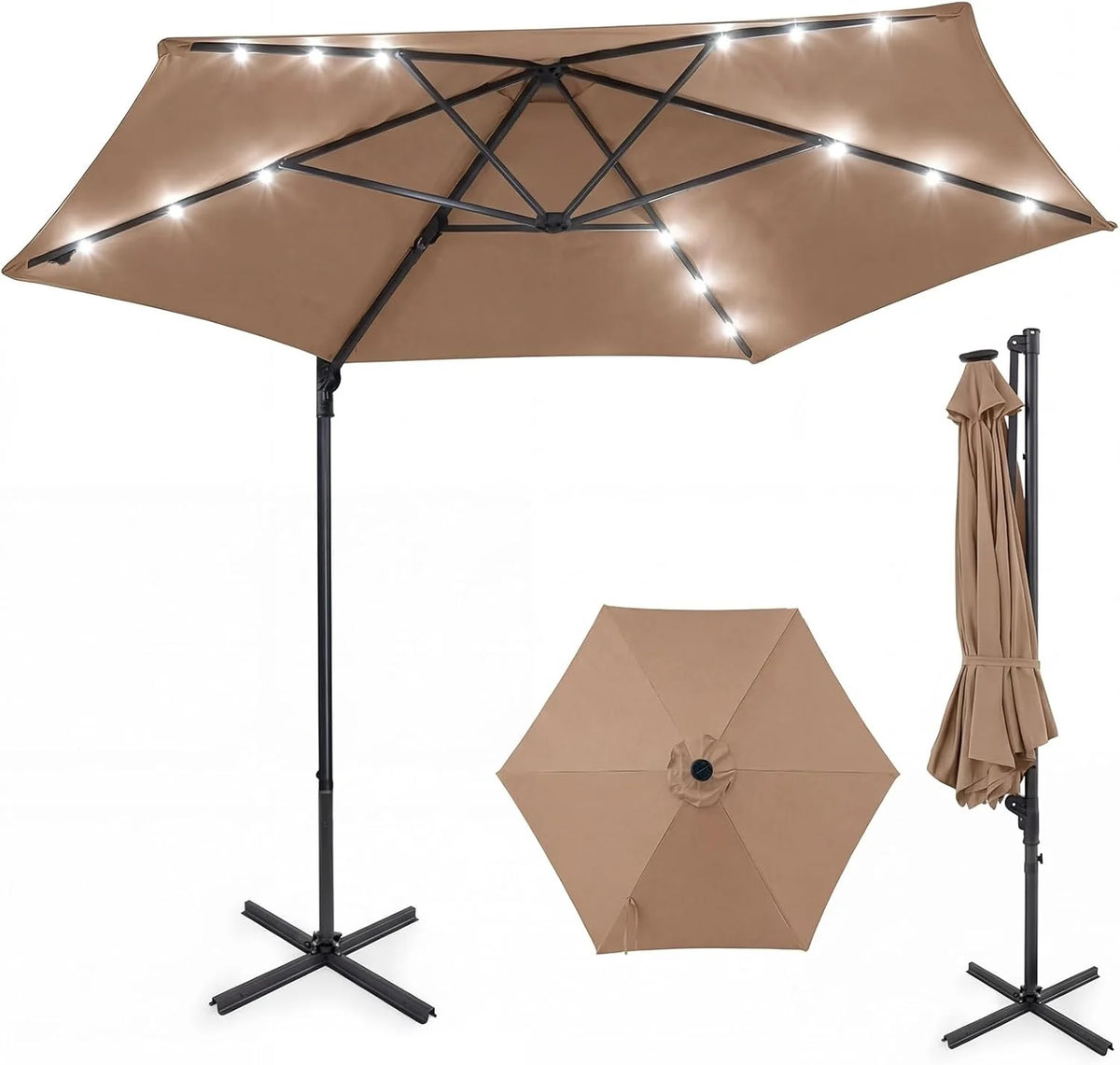 Tangkula 10ft Patio Offset Cantilever Outdoor Umbrella with LED Lights - Product image 10