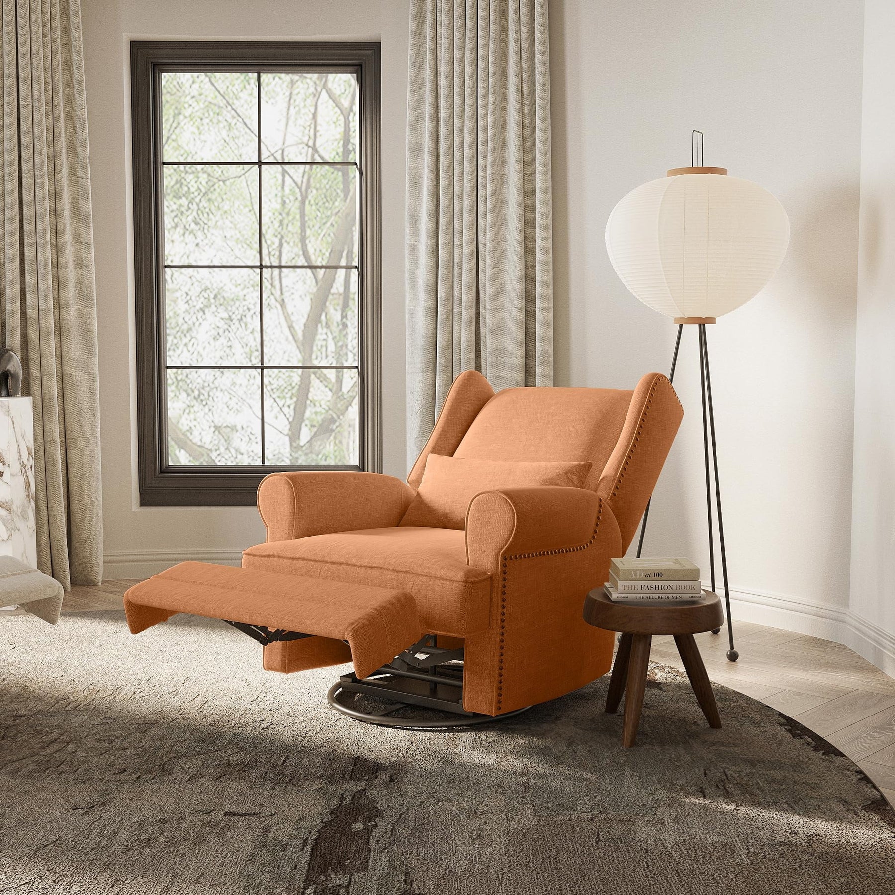 Royalcraft Swivel Nursery Glider Recliner, Comfy Upholstered Glider Chair with Lumbar Pillow and Footrest - Product image 23