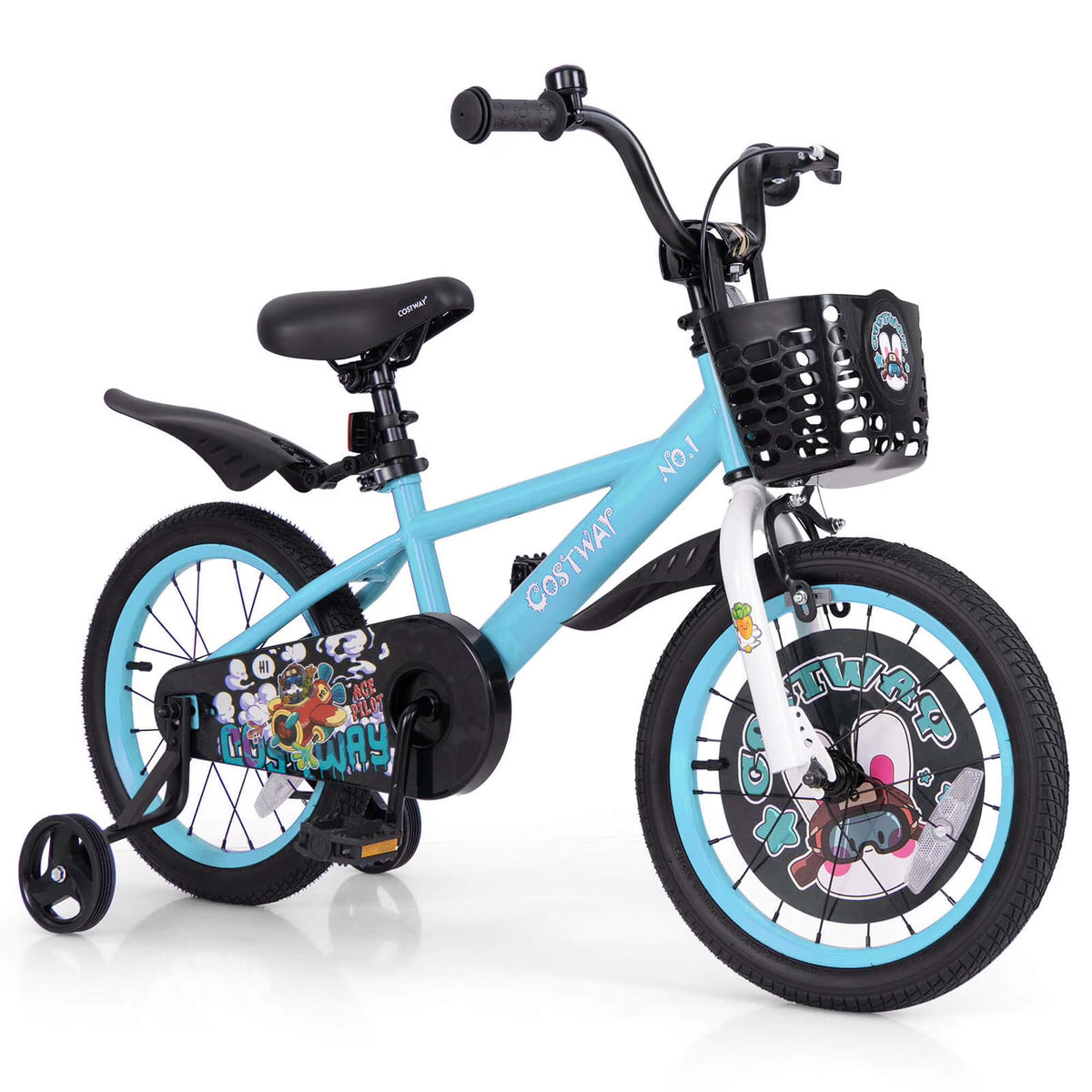 Costway 16" Kid'S Bike for 4 - 7 with Height - Adjustable Handlebar & Saddle Handbrake Blue - Product image 1