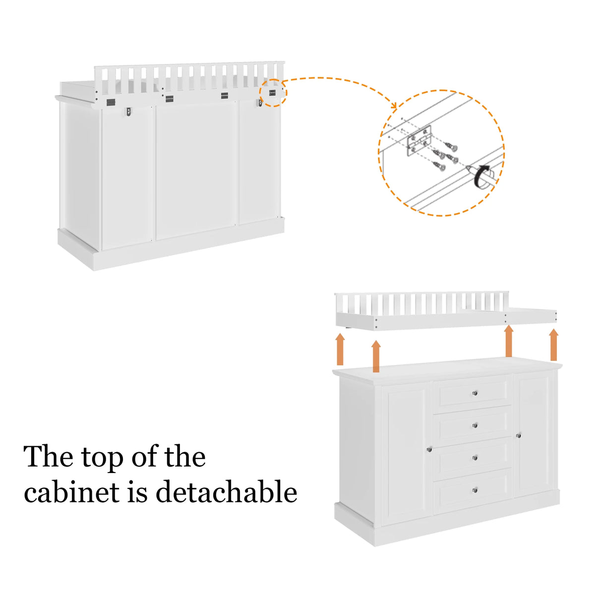 OXYLIFE 45" Baby Nursery Changing Table Dresser with 4 Drawers and Shelf for Nursery Room, White - Product image 46
