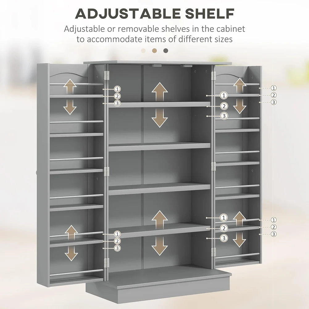 Spaco 17 - Tier Kitchen Small Pantry Cabinet with 2 Doors and 6 Adjustable Shelves, Cabinet Pantry - Product image 6