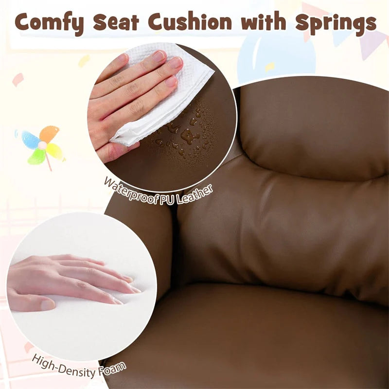 Kids Recliner Chair with Cup Holder & Side Pocket, Adjustable Toddler Lounge Sofa, Ergonomic Children Armchairs for Boys Girls Age 3+, 150lbs