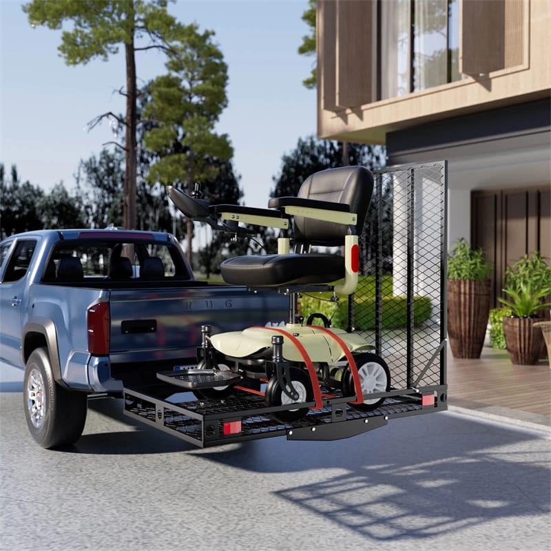 500 LBS Hitch Mount Cargo Carrier with Foldable Ramp, Heavy-Duty Mobility Scooter Wheelchair Carrier for - Product image 2