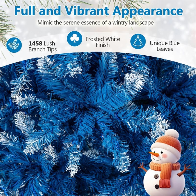 6/7/8/9 FT Pre-Lit Christmas Tree, Blue Hinged Xmas Tree with Frosted PVC Tips, Warm White LED Lights - Product image 31