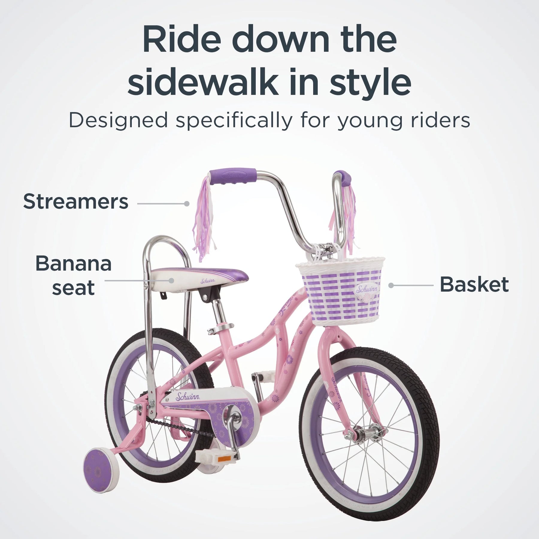 Schwinn Bloom 16 - In. Kid'S Bike with Training Wheels, Pink Child Bicycle