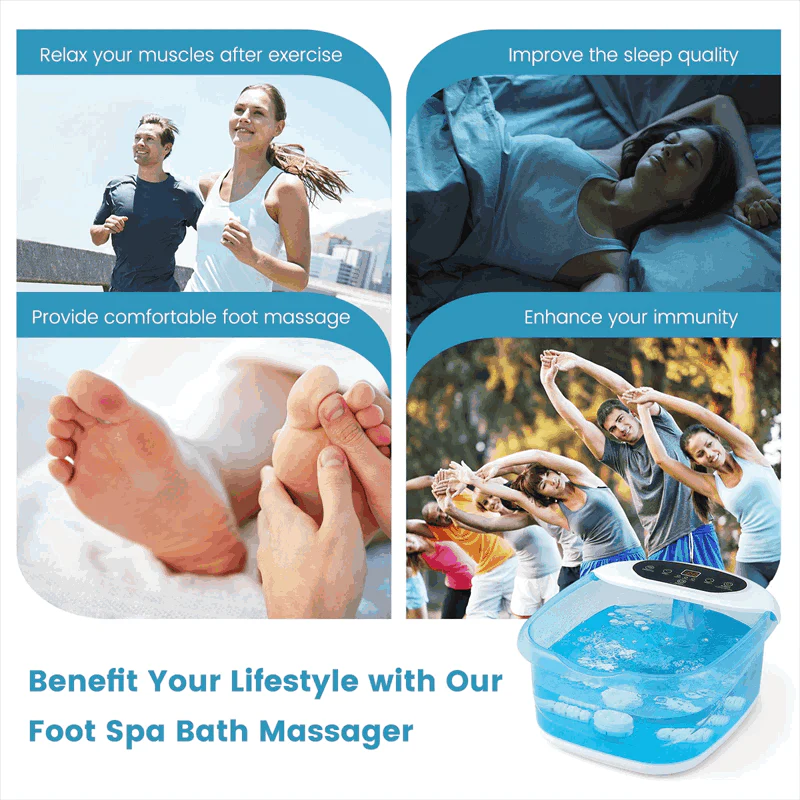 Foot Spa Bath Massager w/ Heat, Bubbles & Vibration Mode, Digital Temp Control, 12 Rollers, Pedicure Stone - Product image 7