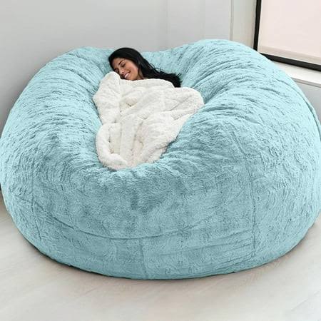 Tomfoto Home Sponge Bed Bean Bag Chair Cover Slipcover Double Bedroom Balcony Large Couch Round Soft Fluffy - Product image 1