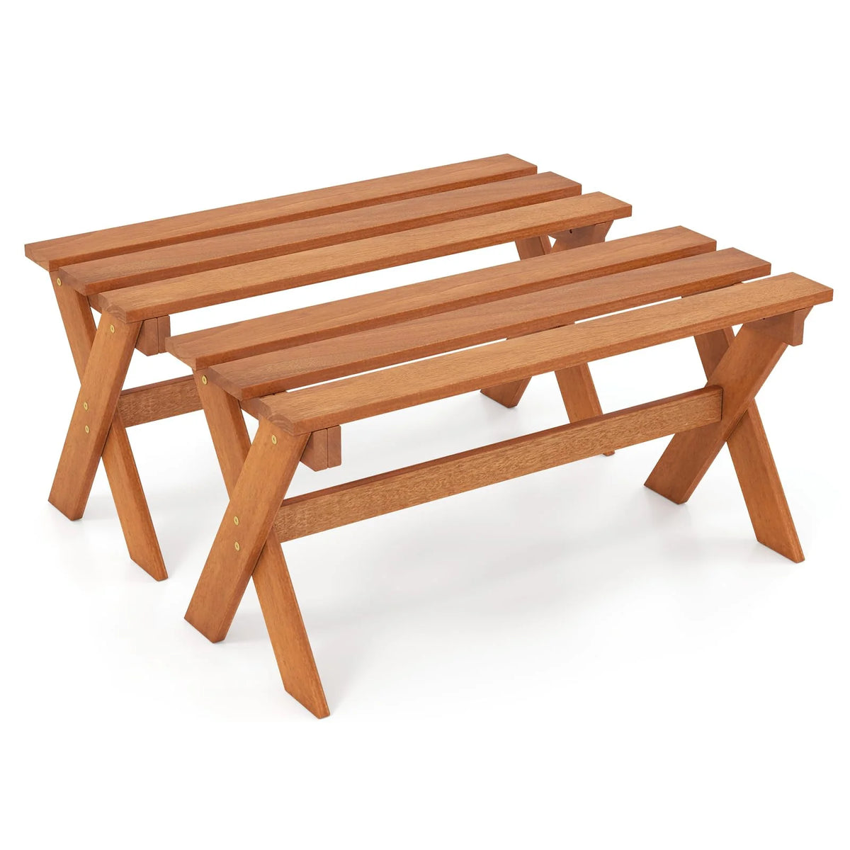 Tangkula Outdoor Wood Bench Backless Patio Dining Bench(1/2) - Product image 2
