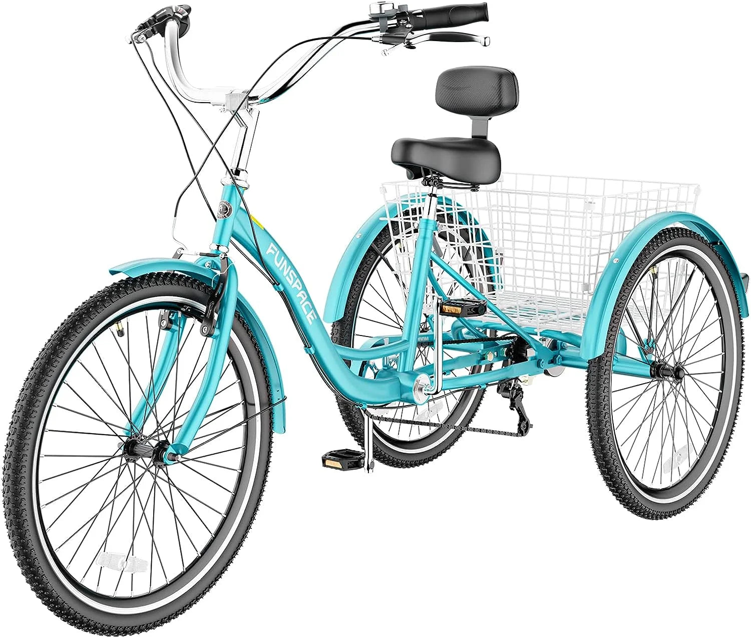 MOONCOOL Adult Tricycles with Rear Basket & Inflator, 24 26 in 7 Speed 3 Wheel Bikes, Three - Product image 150