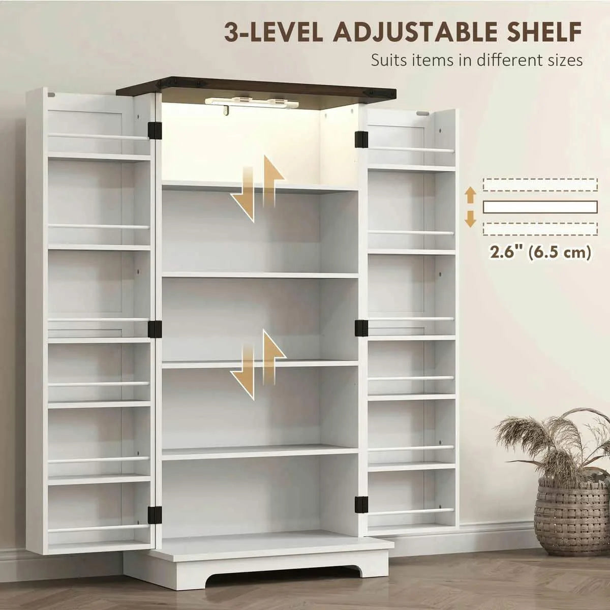 Spaco 17 - Tier Kitchen Small Pantry Cabinet with 2 Doors and 6 Adjustable Shelves, Cabinet Pantry - Product image 21