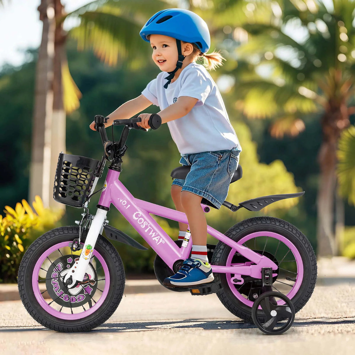 Costway 16" Kid'S Bike for 4 - 7 with Height - Adjustable Handlebar & Saddle Handbrake Blue - Product image 14