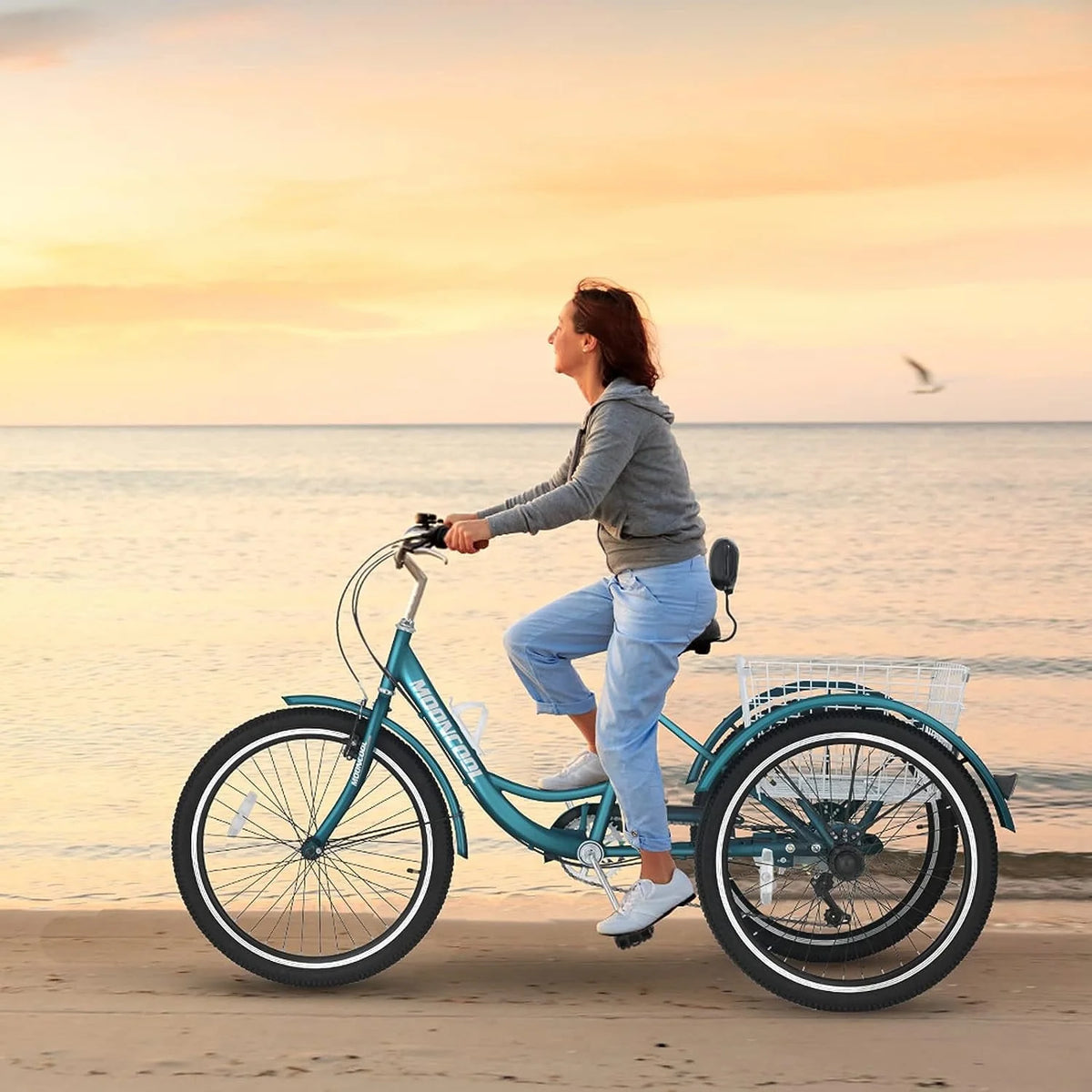 MOONCOOL Adult Tricycles with Rear Basket & Inflator, 24 26 in 7 Speed 3 Wheel Bikes, Three - Product image 101