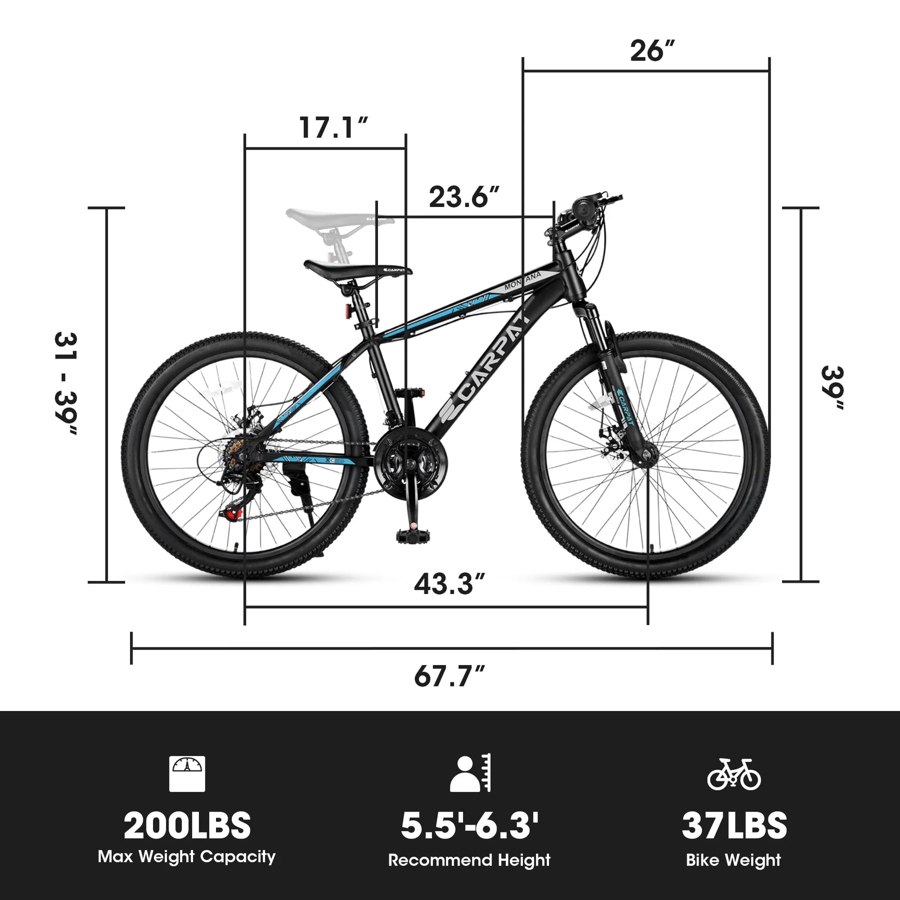 26" Mountain Bike, Aluminum Mountain Bike for Adult with Disc Brakes & Suspension - Product image 6